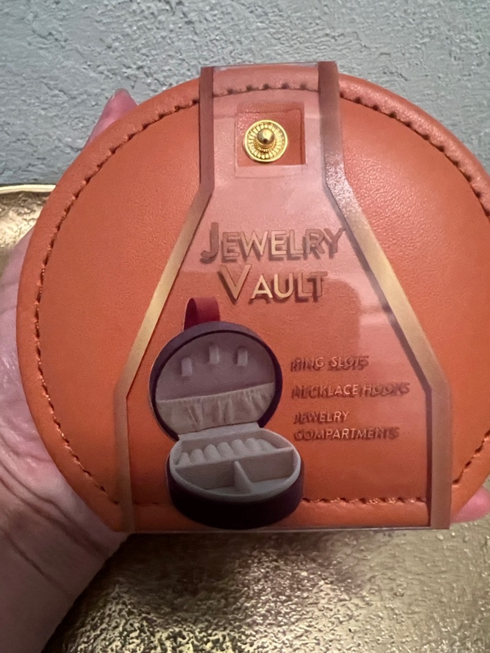 #1672**Unisex’s Round Coral Jewelry Vault Travel Case - Picture 5 of 11